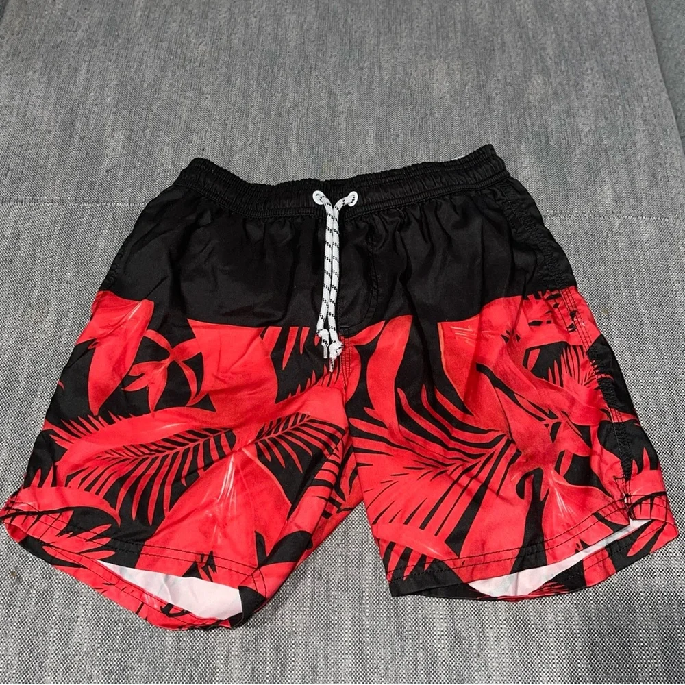 Men’s | Size Small | Swim Trunks | Black & Red